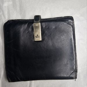 Authentic GUCCI Black Leather Vintage Bifold Unisex Wallet-RARE